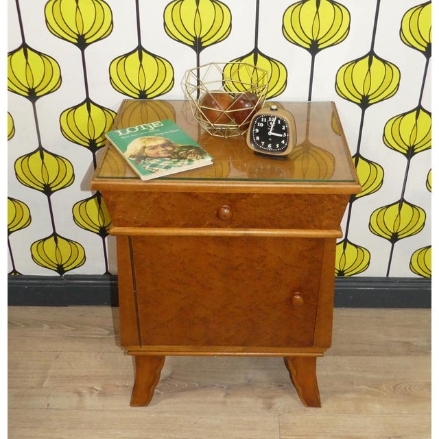 Vintage Night Cabinets with Lacquer Drawer & Door Glass Plate Nostalgia, Set of 2 For Sale - Image 11 of 18