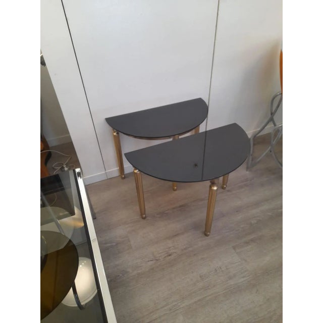 Small Demi-Lune Tables in Golden Brass, 1970s, Set of 2 For Sale - Image 6 of 13