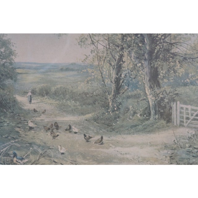Early 20th Century Early 20th Century Octavius Thomas Clark by a Country Lane Farmhouse Lithograph Print 27", Framed For Sale - Image 5 of 10
