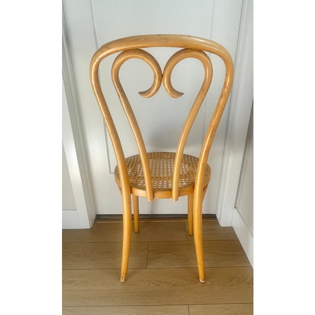 Art Nouveau Vintage Thonet Bentwood & Cane Sweetheart Bistro Chair Radomsko Factory For Sale - Image 3 of 12