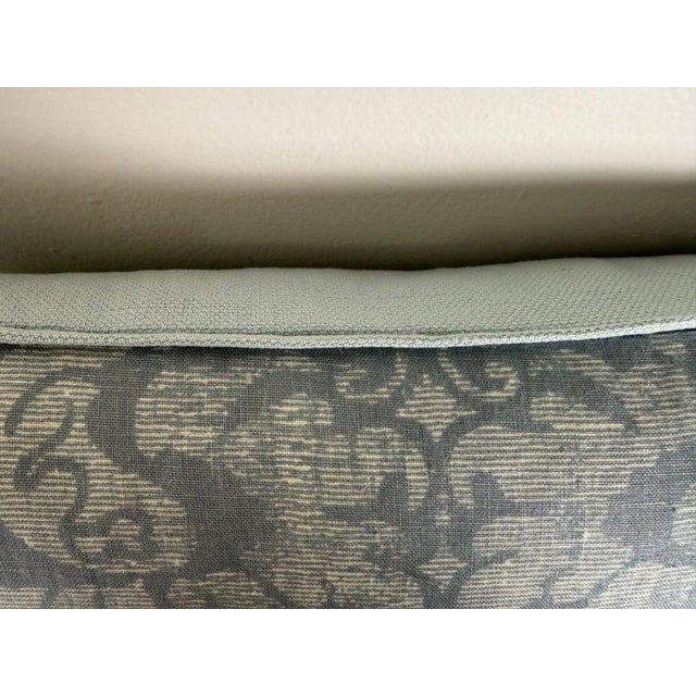 Early 21st Century Pair of Elegant Designer Damask Pillows in Soft Blue Tones For Sale - Image 5 of 6