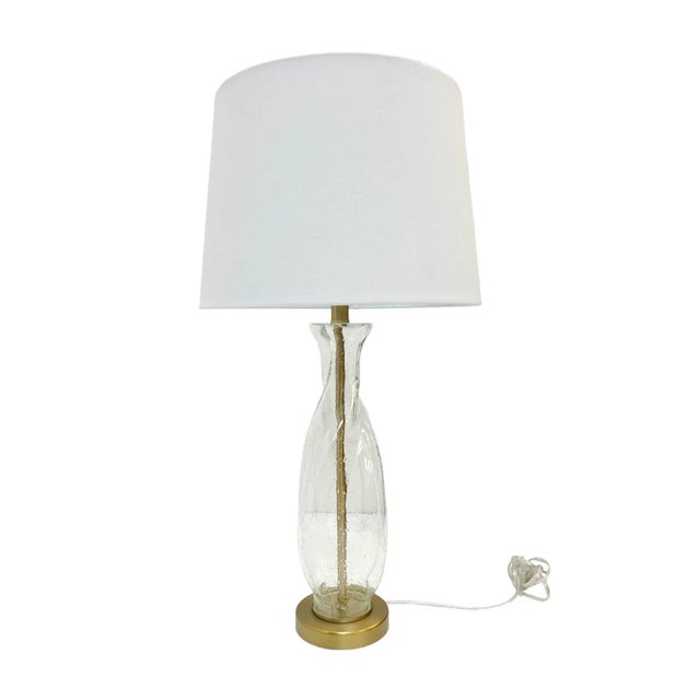 Pair of Vintage Clear Bubble Glass Table Lamps For Sale - Image 4 of 10