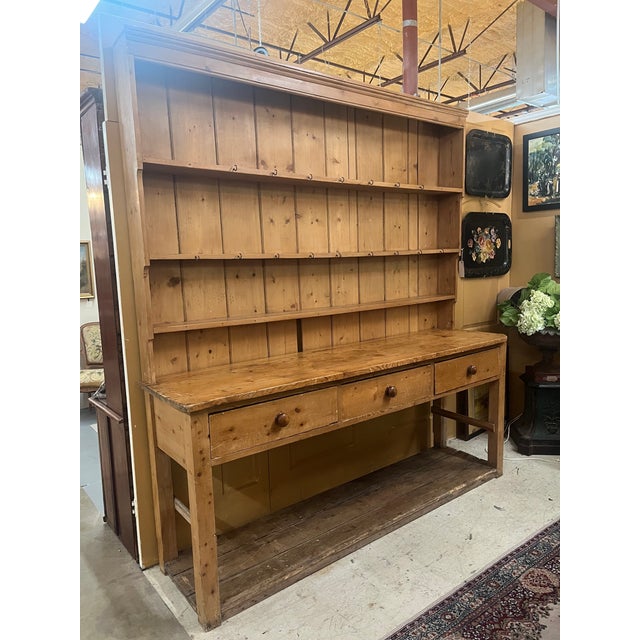 Wood Late 19th Century Pine 2 Piece Hutch For Sale - Image 7 of 9