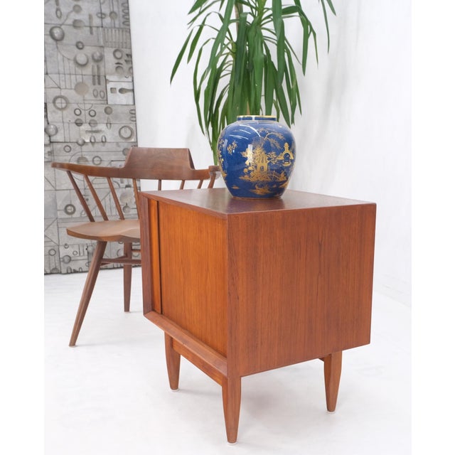 1970s Danish Mid-Century Modern Teak Side End Table Night Stand Tambour Doors Falster For Sale - Image 5 of 12