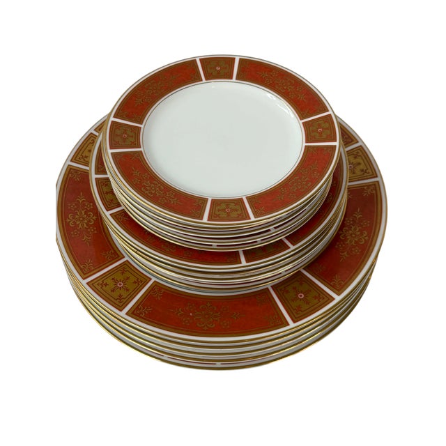 1970s Sango Cumberland Japanese Paprika & Gold Porcelain Dinnerware 15 Pieces For Sale - Image 4 of 8