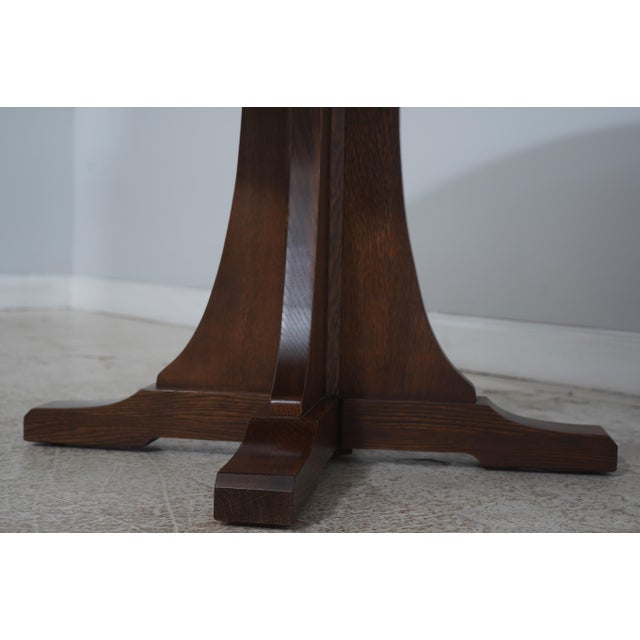Wood Stickley Mission Oak Round Dining Room Table For Sale - Image 7 of 18