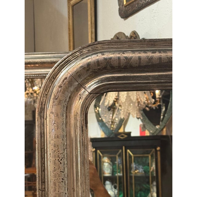 Wood 19th C. French Silver Louis Philippe Mirror For Sale - Image 7 of 8