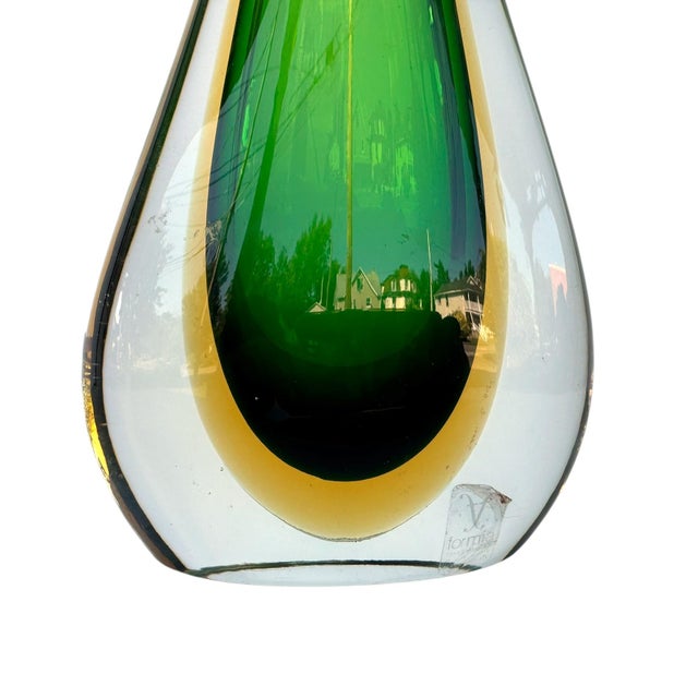 Green Vintage Murano Sommerso Formia Art Glass Vase — Green For Sale - Image 8 of 10