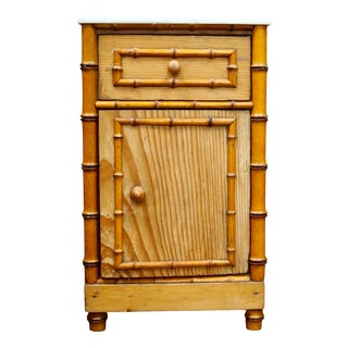 Faux Bamboo Miniature Cabinet with Marble Top, 1930s For Sale