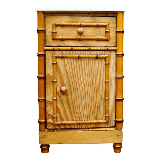 Faux Bamboo Miniature Cabinet with Marble Top, 1930s For Sale