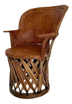 Mid-Century Modern Mexican Equipales Armchair in Leather and Wood, 1970