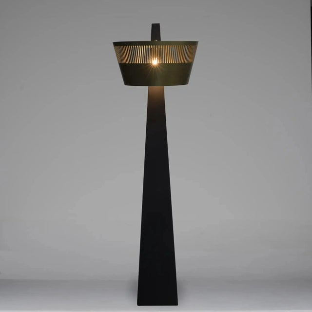 Mid-Century Modern NOIR Claudius Floor Lamp, Black of Brass Finished Iron For Sale - Image 3 of 6