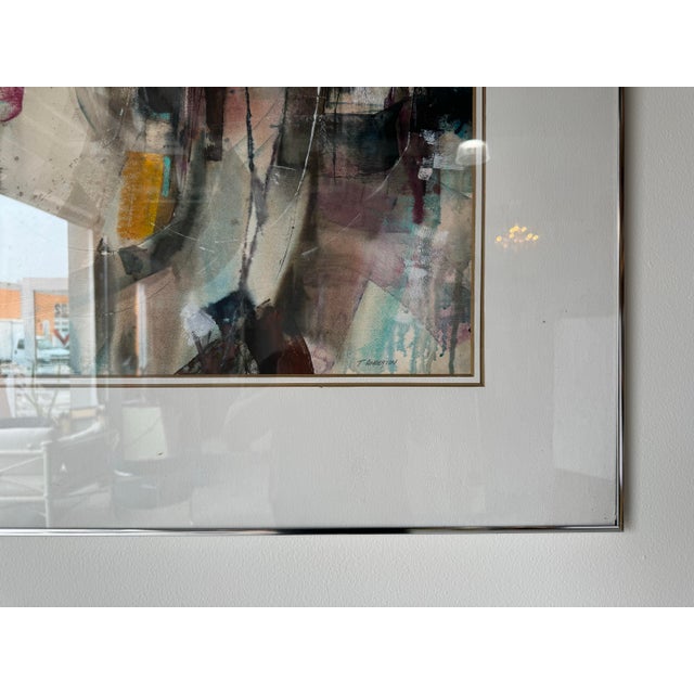 1980's Tom Anderson Abstract Expressionist Water Color Painting, Framed For Sale In Miami - Image 6 of 12