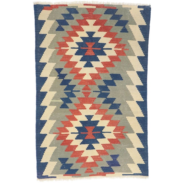 Vintage Persian Shiraz Kilim Rug, 03'08 X 05'08 For Sale - Image 9 of 9