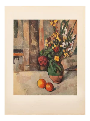 1940s After Paul Cezanne "Vase of Flowers and Apples" First Edition Vintage Swiss Lithograph