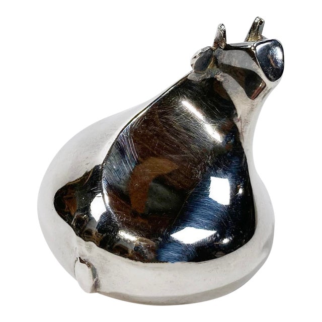 Vintage Dansk Silver Plate Bull Paper Weight For Sale