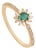 Art Deco Sunburst Emerald & Baguette Diamond Promise Ring Size 9 in 14k Yellow Gold For Sale