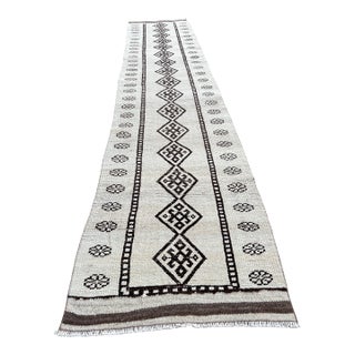 Muted Handmade Vintage Herki Runner Rug For Sale