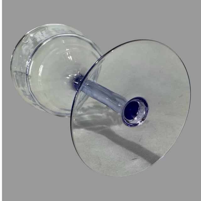 Vintage Tiffin Franciscan Twilight Floral Etched Wine Glasses In very good original condition showing some typical age-...