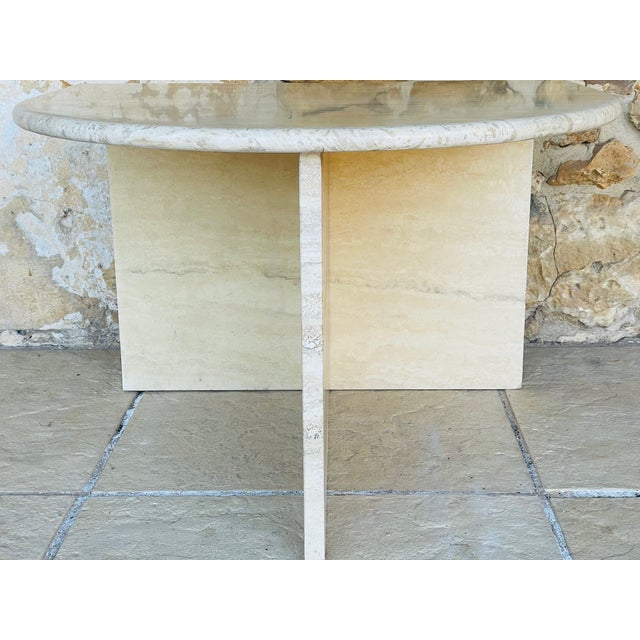 Vintage Half-Moon Travertine Side Table, 1980s For Sale - Image 11 of 18