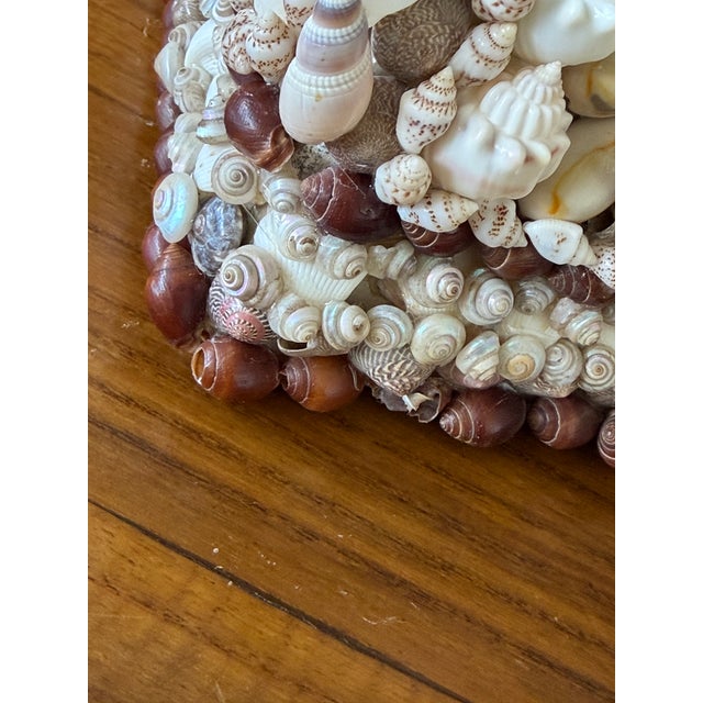 Contemporary Vintage Handcrafted Coastal Seashell Encrusted Plaster Obelisk Candleholders, Pair For Sale - Image 3 of 12