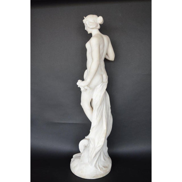 Stone Late 19th Century Italian Carrara Marble Statue of a Young Lady. For Sale - Image 7 of 16