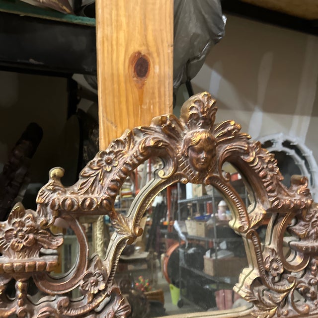 1970s Large Heavy Gold Detailed Wall Mirror For Sale - Image 4 of 7