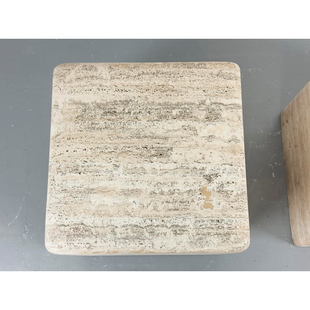 Beige Vintage Travertine Cube Side Table, 1970s For Sale - Image 8 of 12