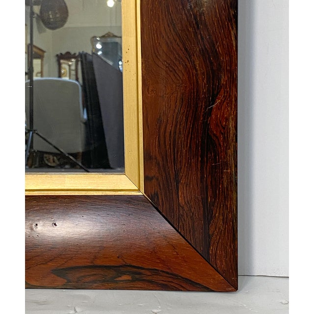 English Rectangular Mirror With Figured Wood Frame (H 24 3/4 X W 19 3/4) For Sale - Image 9 of 10