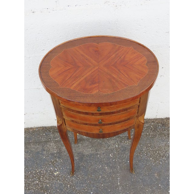 French Early 1900s Inlay Tall Nightstand End Side Table 6316 For Sale - Image 10 of 16