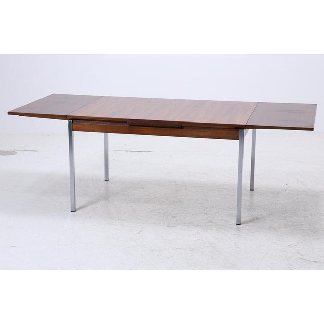 1960s Vintage Extendable Rosewood Dining Table in Chrome and Wood, 1960s For Sale - Image 5 of 14
