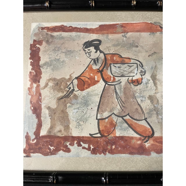 Mid 20th Century Vintage Chinese Painting Inspired by Shang Dynasty Tomb Art For Sale - Image 5 of 7