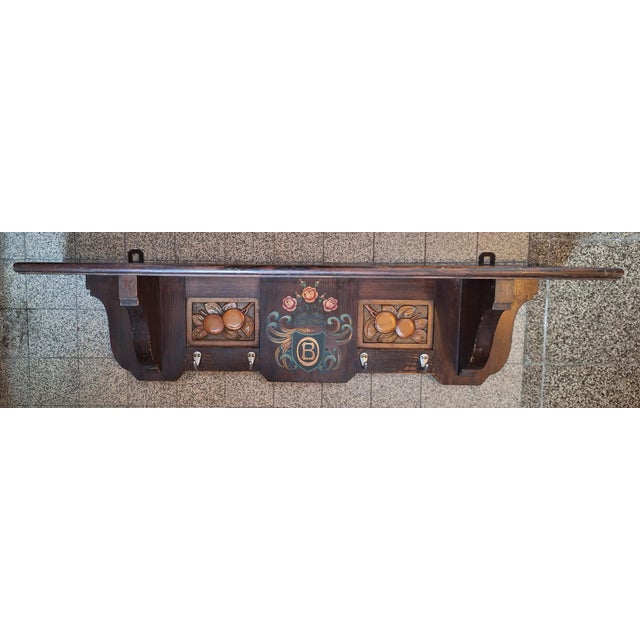 Antique German Art Nouveau Handcrafted Wall-Mounted Coat Rack, 1900s For Sale - Image 5 of 5