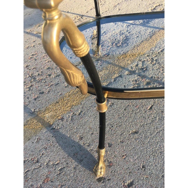 Manner of Jansen Brass Swan Head Coffee Table With Claw Feet For Sale - Image 11 of 13