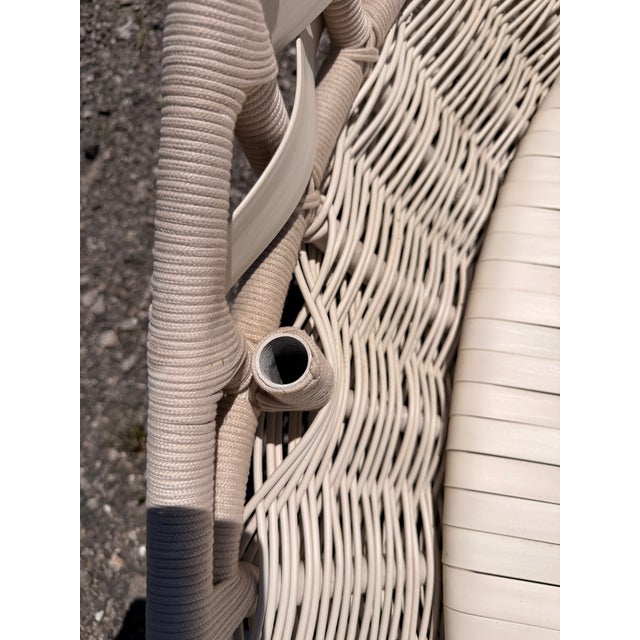 Modern Round Wicker Outdoor Patio Daybed With Sunbrella Pillows Dedon For Sale - Image 9 of 12