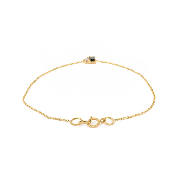 Metal 14k Gold Baguette Sapphire and Diamond Minimalist Bracelet For Sale - Image 7 of 11