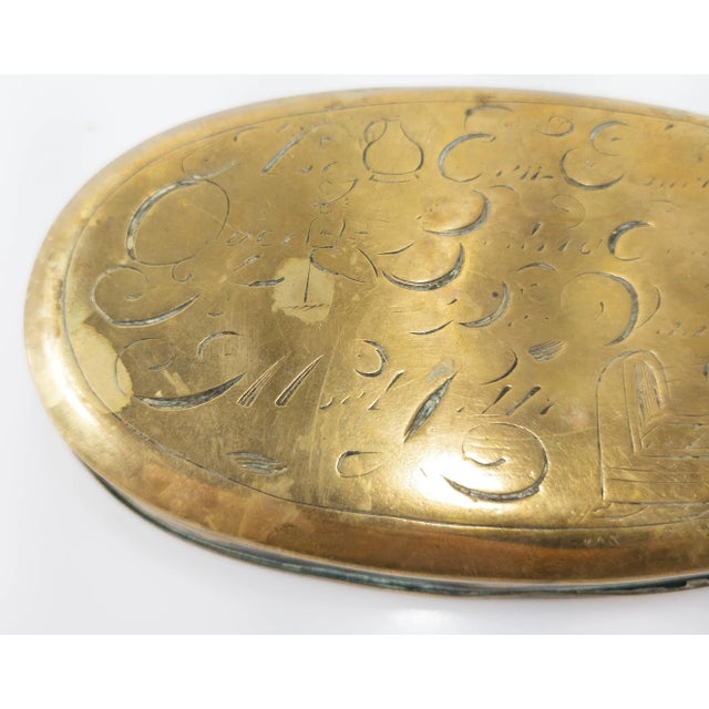 18th Century Dutch Brass Engraved Writing Ink Box For Sale - Image 10 of 13