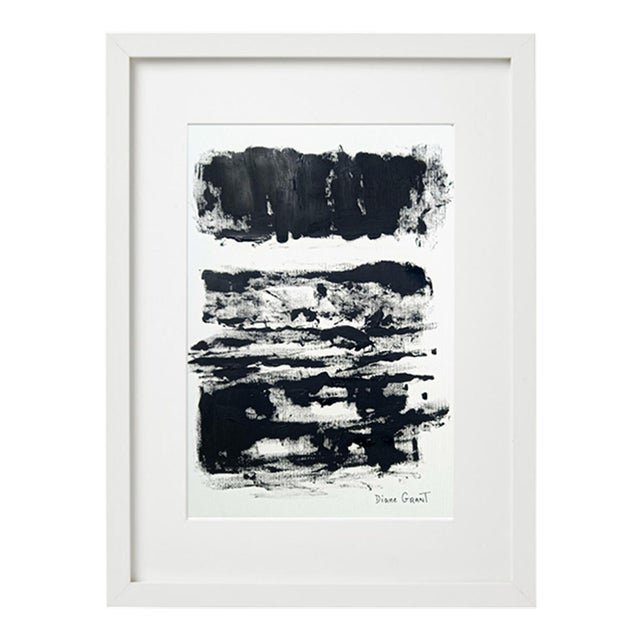 Black and White Minimalist Abstraction 'Fields' Series #3 Joan Mitchell Inspired One-Of-A-Kind High-End Framed Original Painting by Diane Grant For Sale