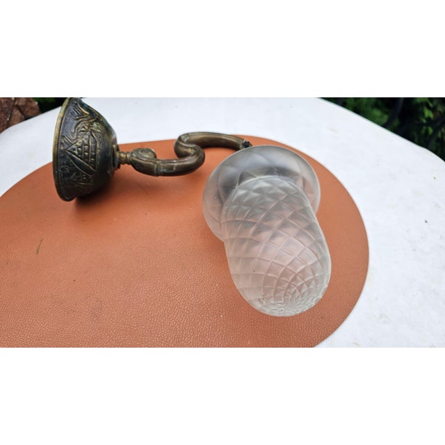 Art deco, brass wall lamp, sconces, price for 1 piece, dimensions: height 27 cm, depth 26 cm, signboard diameter 11.5 cm....