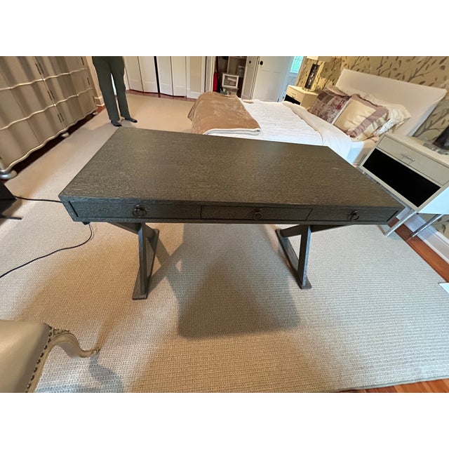 Campaign Arteriors Cerused Wood Campaign Style Writing Desk For Sale - Image 3 of 13