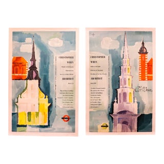 1957 British Exhibition Posters (Set of 2) - Christopher Wren by Hans Unger, London Transport Museum For Sale