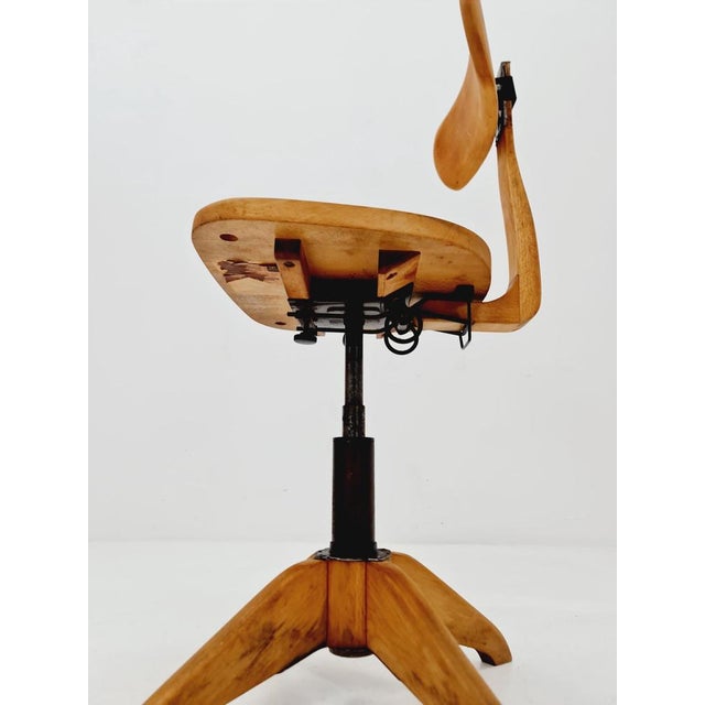 Bauhaus Swivel Office Chair in Wood by Stoll, 1930s For Sale - Image 6 of 11