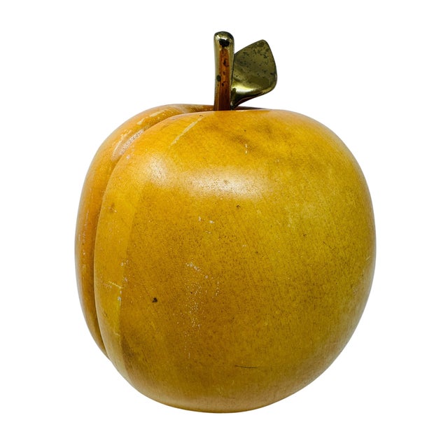 Colossal 10.5" Vintage 1970s Hand-Carved Wood Peach Sculpture - Costa Rica For Sale - Image 4 of 10