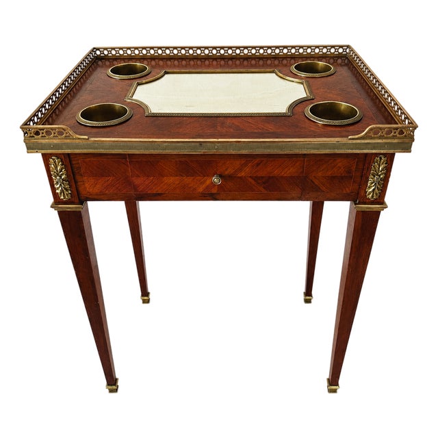 Antique 1890's Boin-Taburet Louis XVI Marquetry Salon Table Napoleon III France For Sale