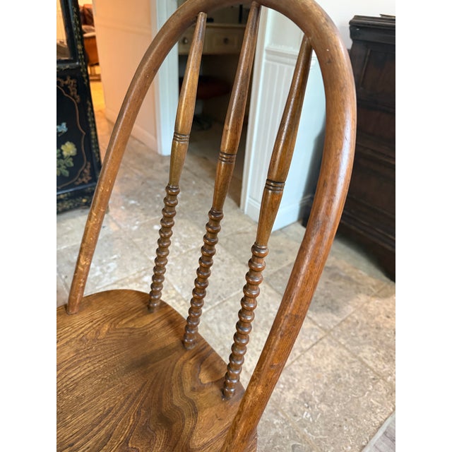 Farmhouse Antique Windsor Style Spindle Back Chair For Sale - Image 3 of 12