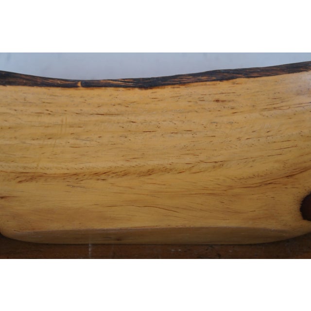 Artisan Carved Sculptural Oval Olive Wood Centerpiece Fruit Serving Bowl For Sale - Image 10 of 12