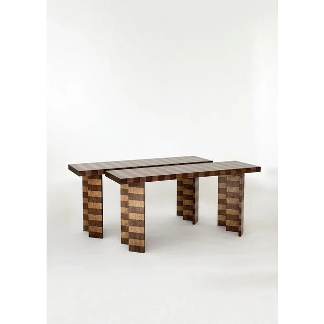 Brown Striped Oak Bench by Goons For Sale - Image 8 of 10