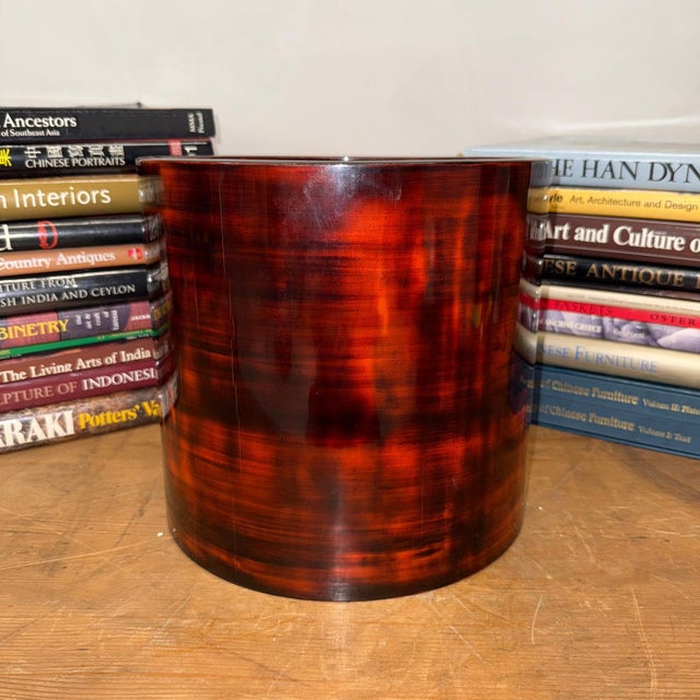 Crimson Red Wood Hibachi with Removable Terracotta Liner For Sale - Image 4 of 11