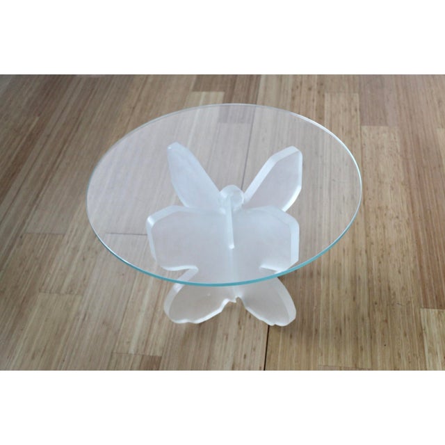 1980s 1980s Lion in Frost Style Lucite Butterfly Wing Shape Mid-Century Coffee Table Base For Sale - Image 5 of 16