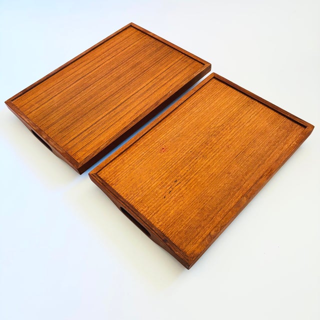 Large Rectangular Teak Nesting Trays - Set of 2 For Sale - Image 11 of 11